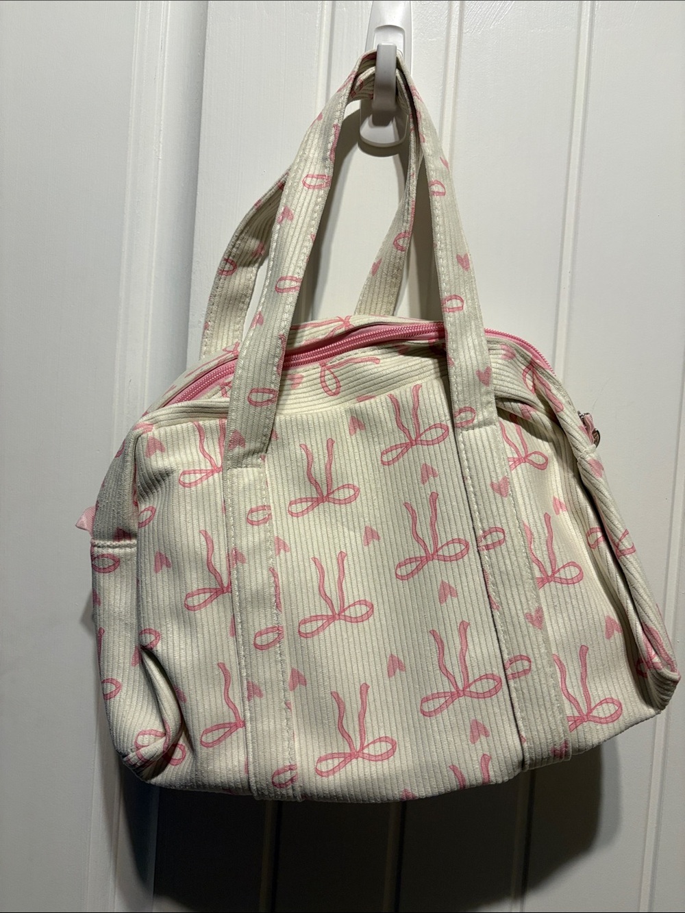 Women’s Cream and Pink Patterned Tote Bag